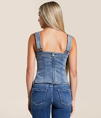 Studded Western Denim Stretch Tank Top