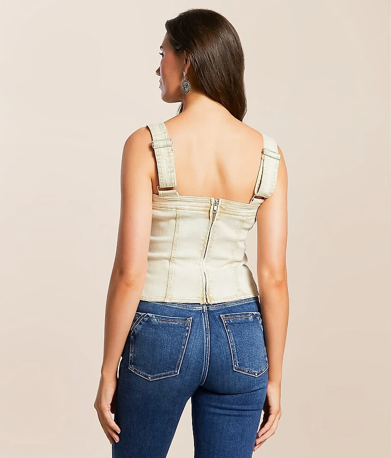 Studded Western Denim Stretch Tank Top