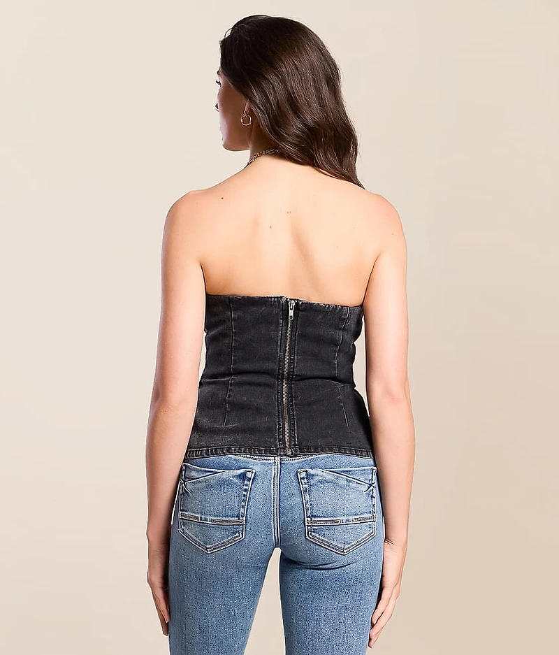 Western Stitch V-Wire Cropped Denim Tube Top