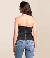 Western Stitch V-Wire Cropped Denim Tube Top