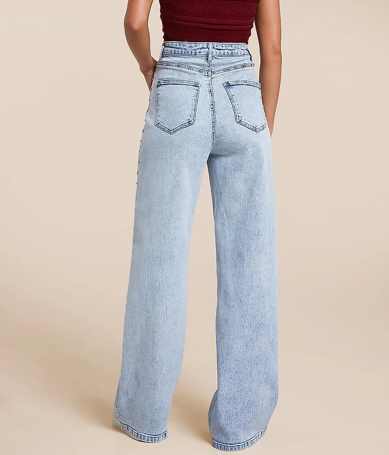 Ultra High Rise Wide Leg Studded Stretch Jean