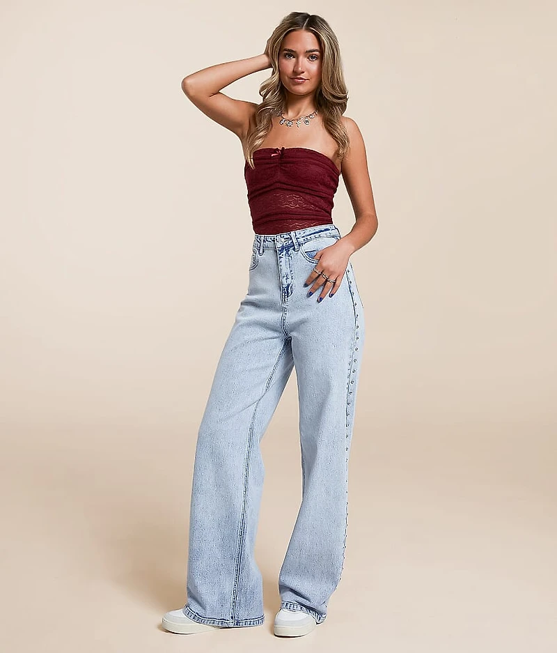 Ultra High Rise Wide Leg Studded Stretch Jean