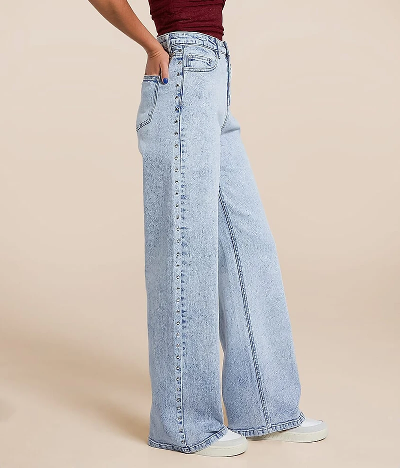 Ultra High Rise Wide Leg Studded Stretch Jean