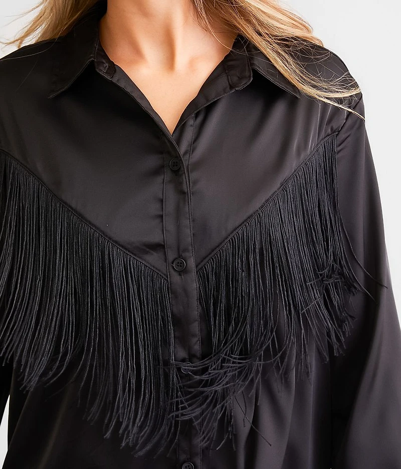 Western Satin Fringe Blouse