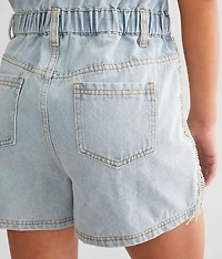Rhinestone Fringe Denim Romper