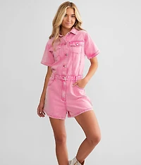 Rhinestone Fringe Denim Romper