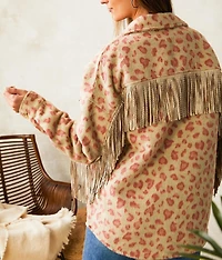 Brushed Leopard Fringe Shacket