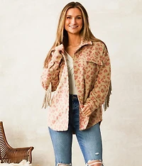 Brushed Leopard Fringe Shacket