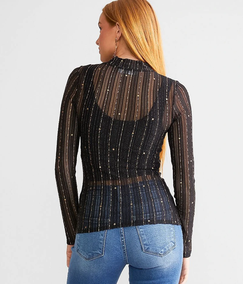 Metallic Star Mesh Top