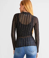 Metallic Star Mesh Top