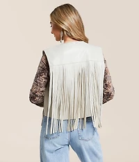 Faux Leather Fringe Vest