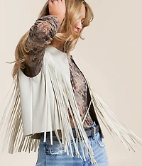 Faux Leather Fringe Vest