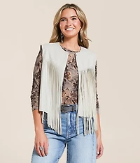 Faux Leather Fringe Vest