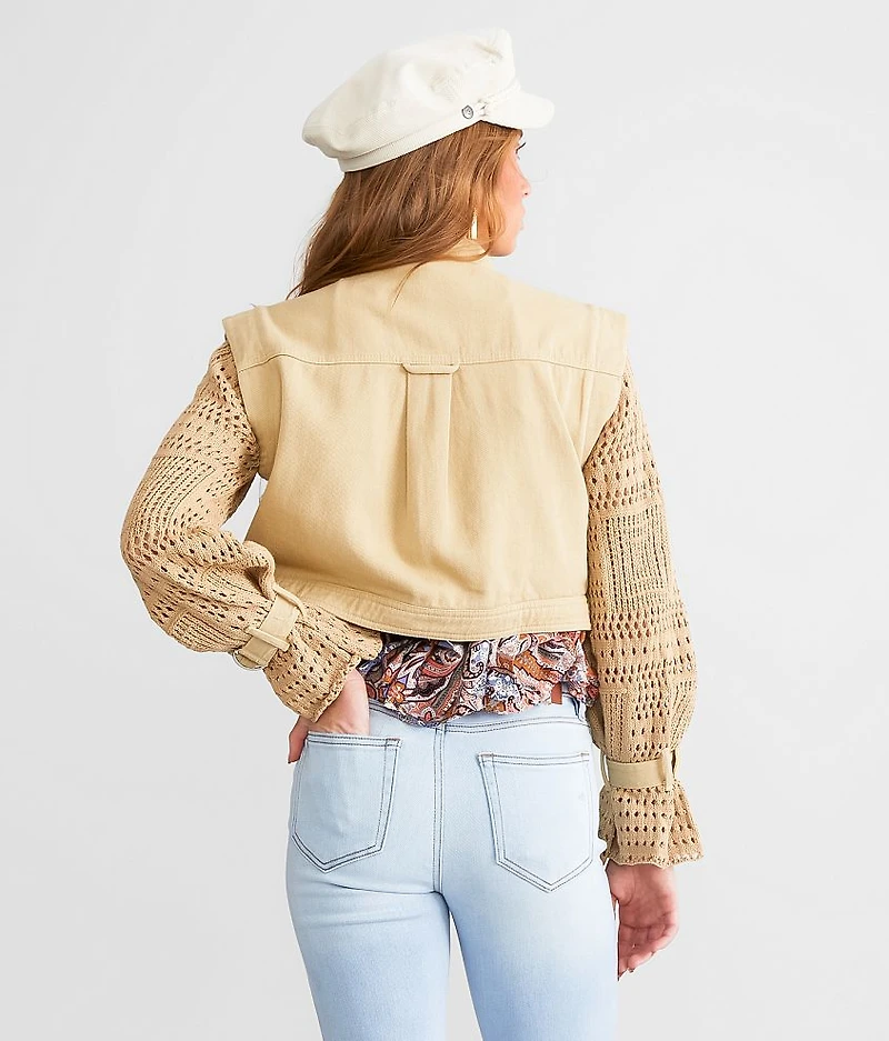 Cropped Twill Shacket