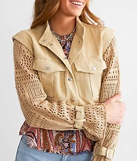 Cropped Twill Shacket