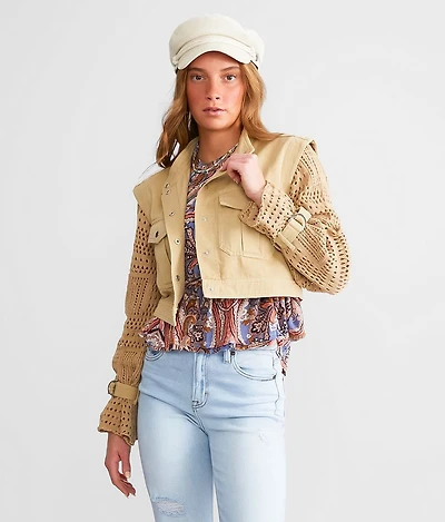 Cropped Twill Shacket