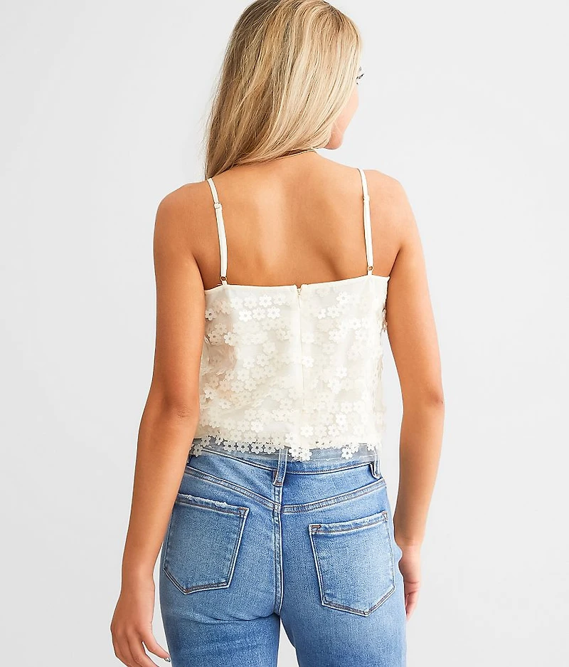 Flower Applique Cropped Tank Top