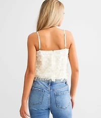 Flower Applique Cropped Tank Top