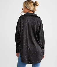 Rhinestone Satin Blouse