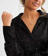 Rhinestone Satin Blouse
