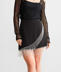 Rhinestone Fringe Surplice Skirt