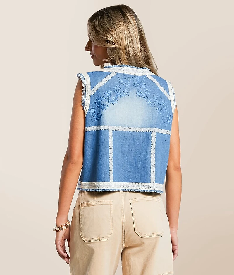 Embroidered Denim Vest