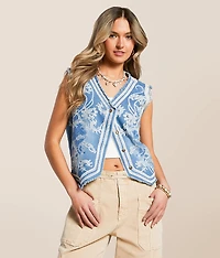 Embroidered Denim Vest