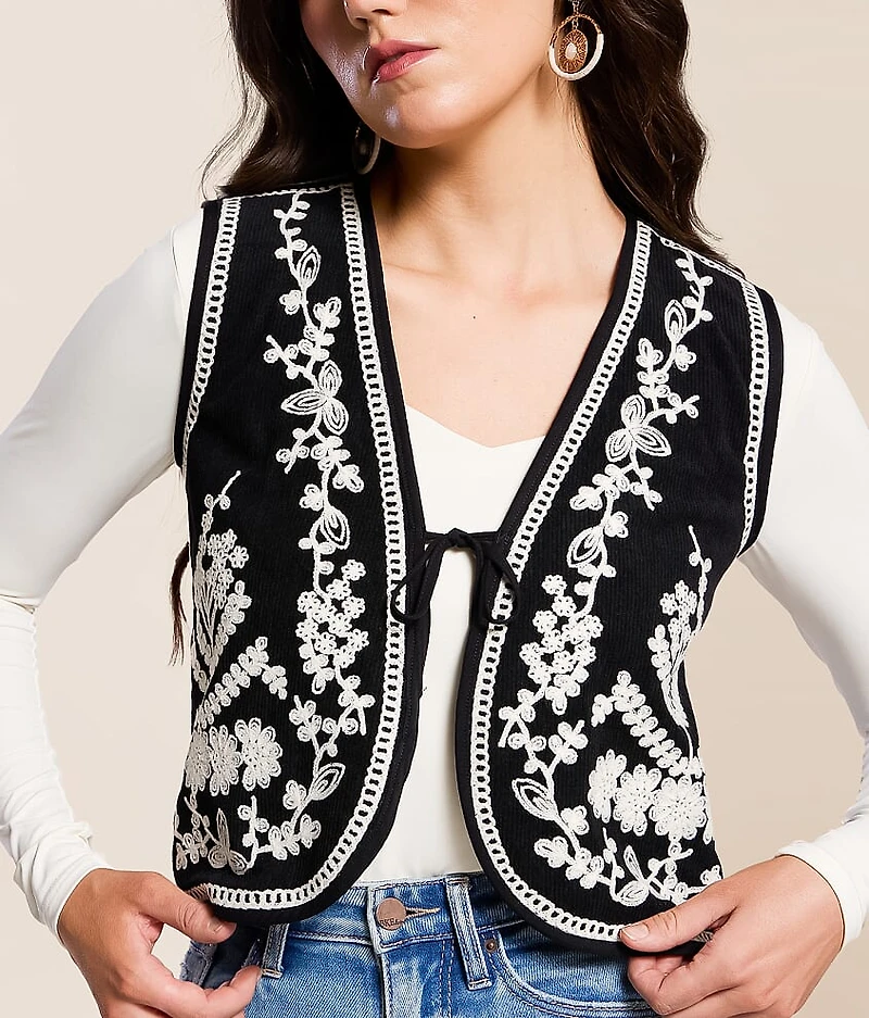 Western Embroidered Corduroy Vest