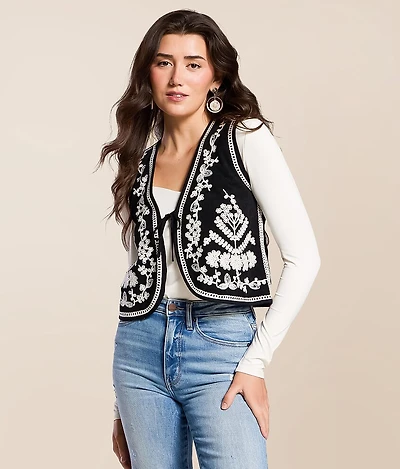 Western Embroidered Corduroy Vest