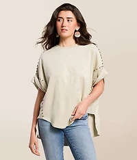 Studded Faux Suede Oversized T-Shirt