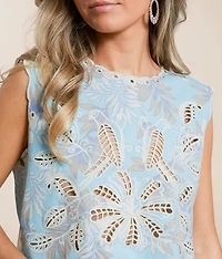 Scalloped Floral Cropped Tank Top