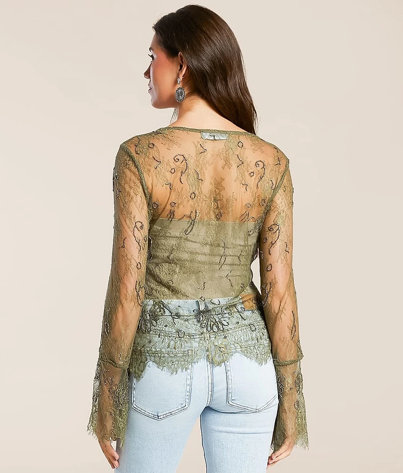 Beaded Eyelash Lace Top