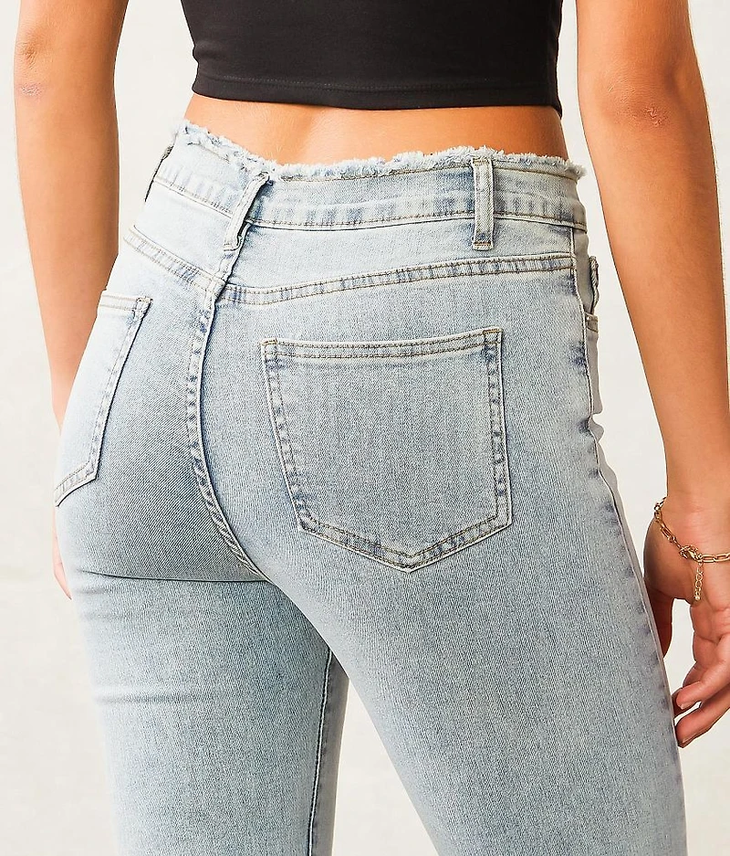Rhinestone High Rise Cropped Flare Jean