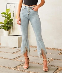 Rhinestone High Rise Cropped Flare Jean