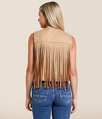 Faux Suede Fringe Vest