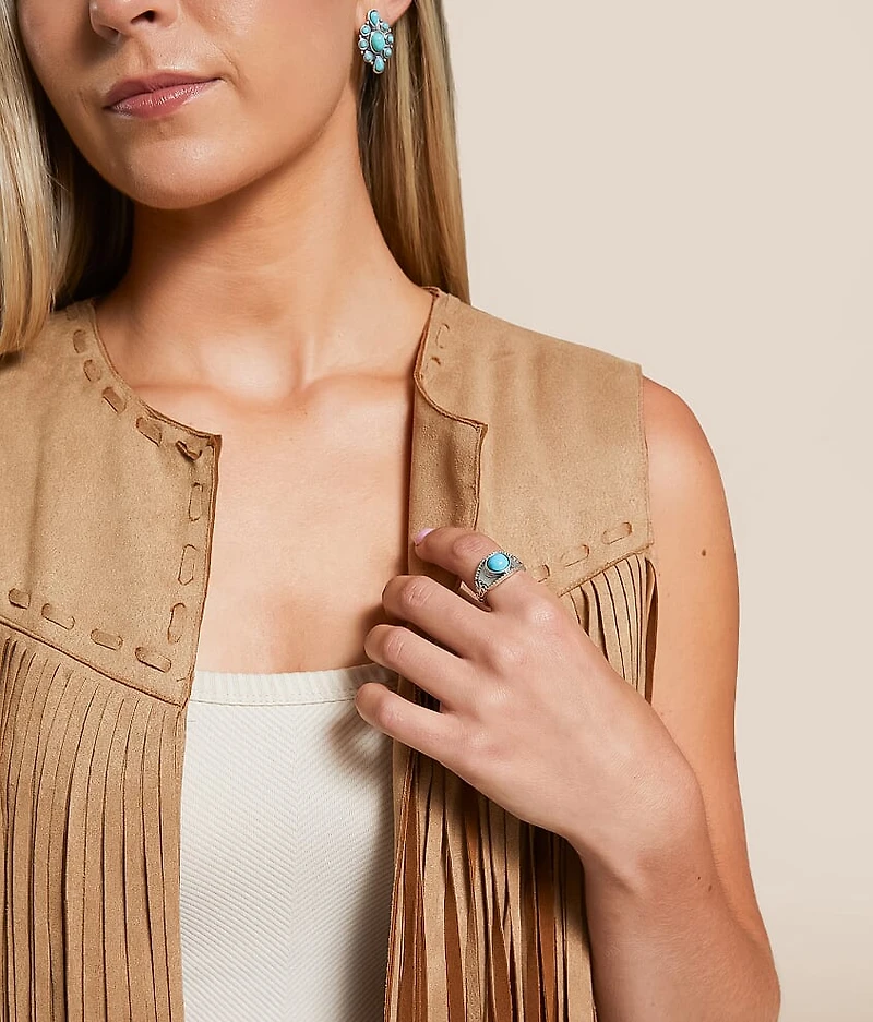 Faux Suede Fringe Vest