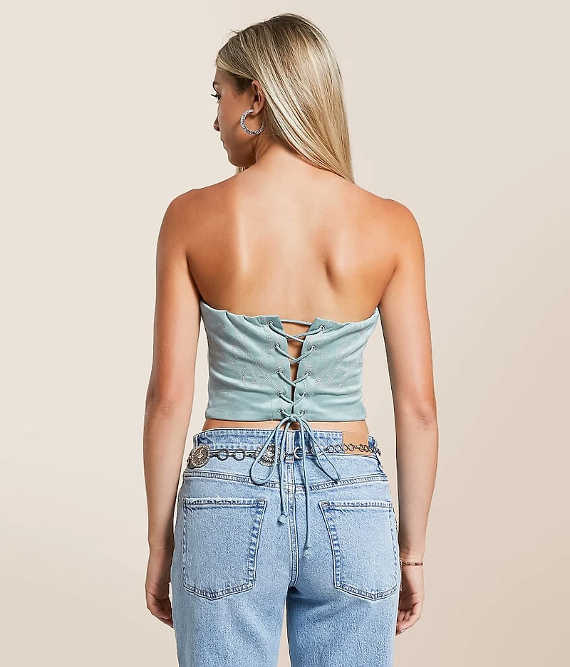 Studded Faux Suede Tube Top