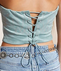 Studded Faux Suede Tube Top