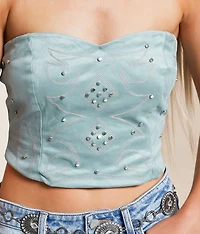 Studded Faux Suede Tube Top