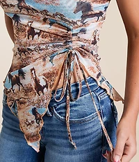 Horse Print Mesh Tube Top