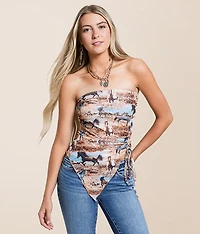 Horse Print Mesh Tube Top