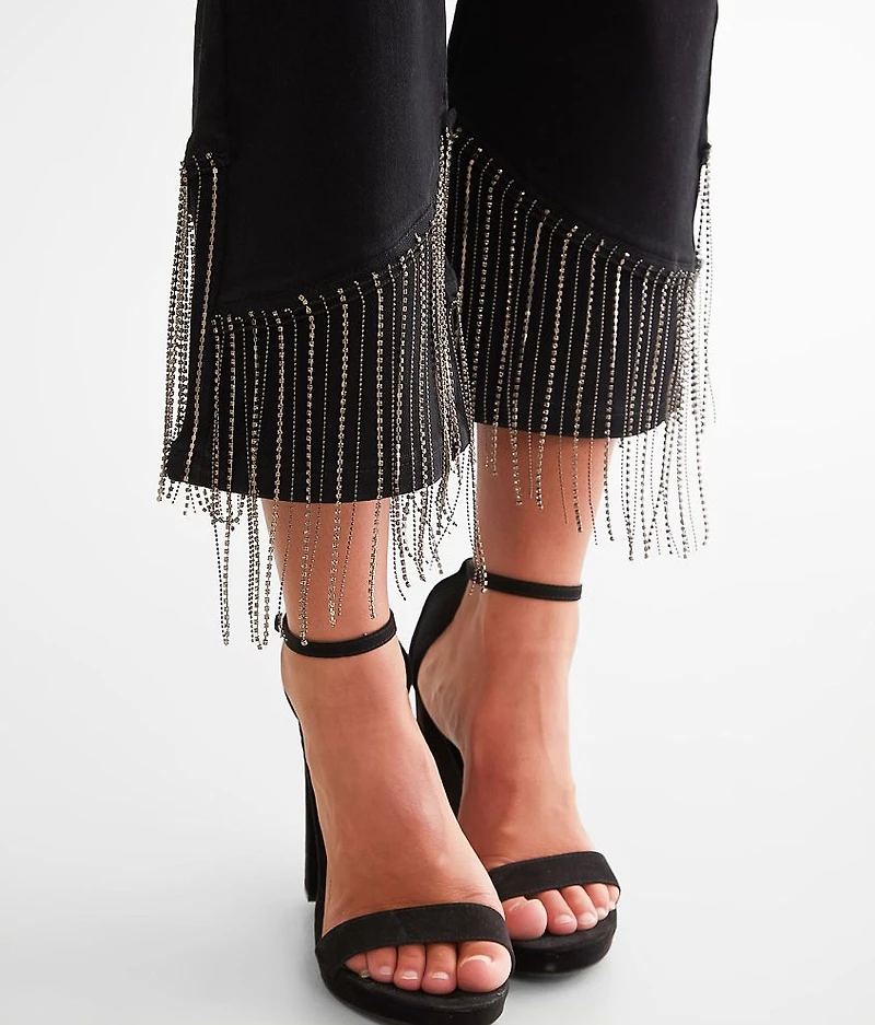 Rhinestone High Rise Cropped Flare Jean