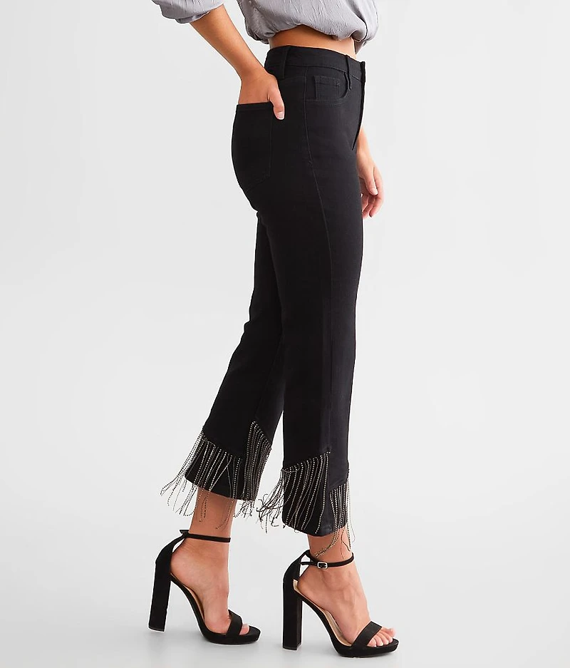 Rhinestone High Rise Cropped Flare Jean