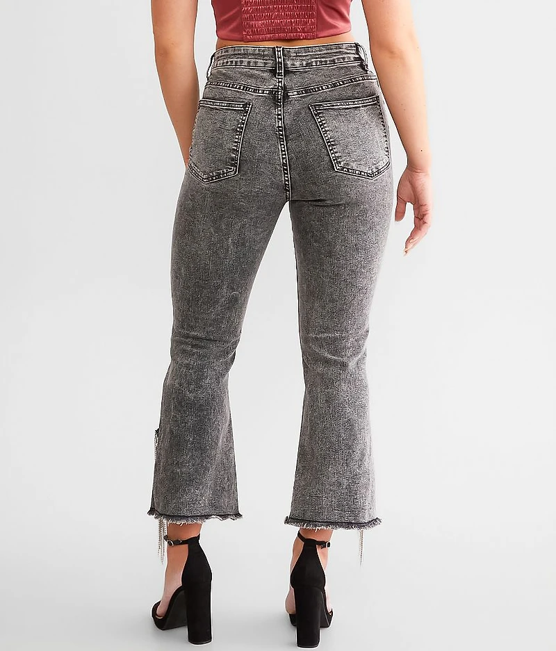 Rhinestone High Rise Cropped Flare Jean