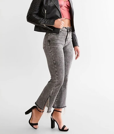 Rhinestone High Rise Cropped Flare Jean