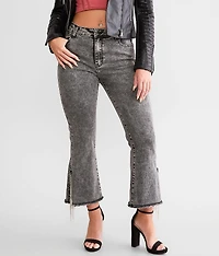 Rhinestone High Rise Cropped Flare Jean