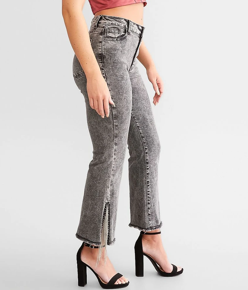 Rhinestone High Rise Cropped Flare Jean