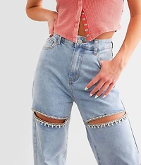 Ultra High Rise Wide Leg Rhinestone Stretch Jean
