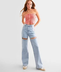 Ultra High Rise Wide Leg Rhinestone Stretch Jean