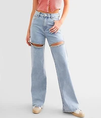 Ultra High Rise Wide Leg Rhinestone Stretch Jean